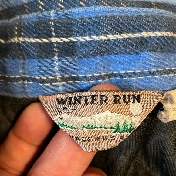 VTG Plaid Shacket XL Blue Winter Run Pockets Dad Oversized Fall Button Down Barn - Picture 11 of 15